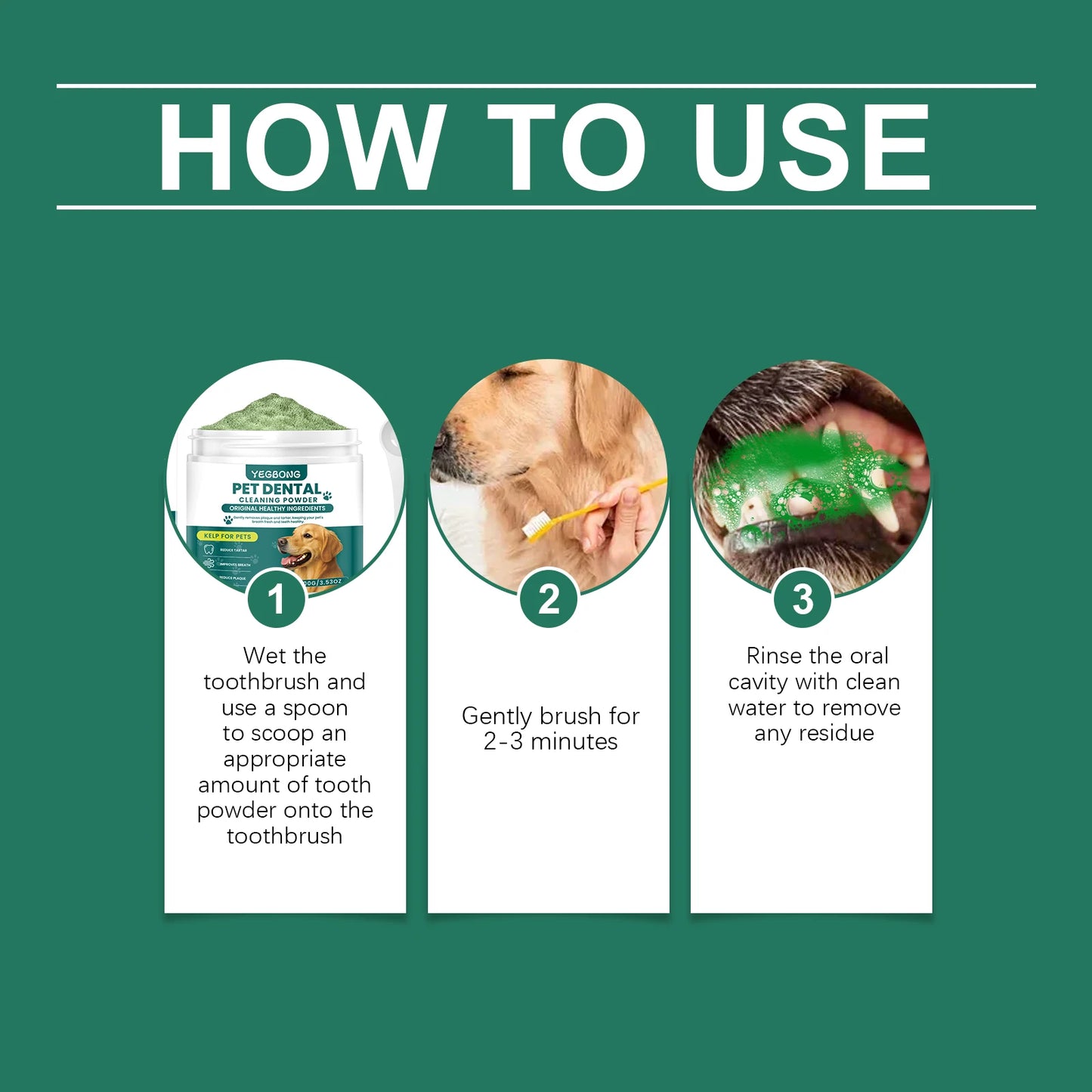 Dog Teeth Cleaning Powder 100g – Tartar & Plaque Removal Dental Care for Fresh Breath