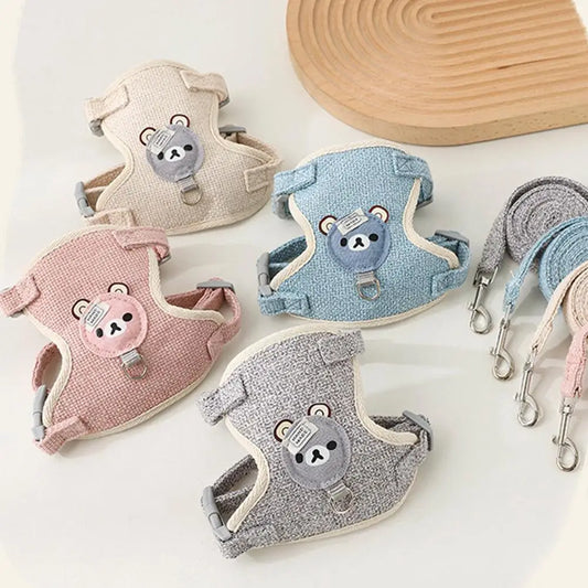 Cute Small Pet Vest Harness with Leash – Walking Harness for Dogs, Cats & Bunnies