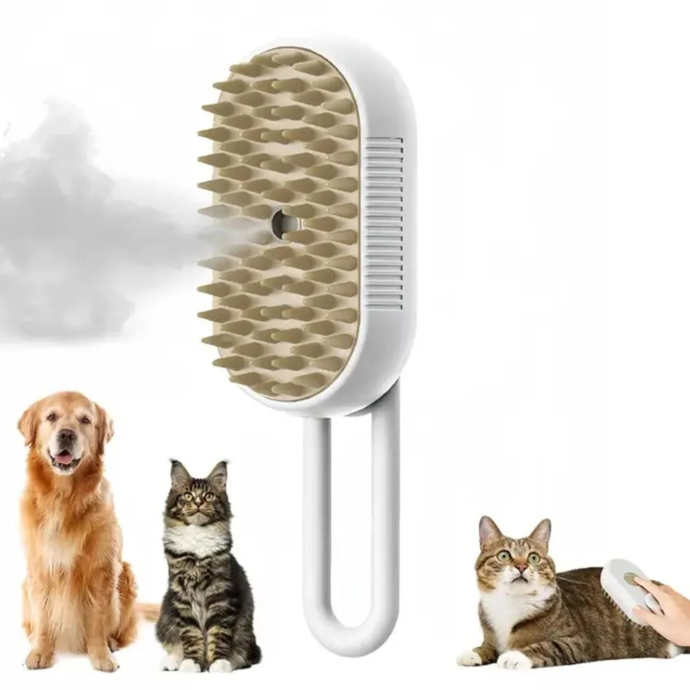 Steam Spray Pet Grooming Brush – Electric 3-in-1 Dog & Cat Deshedding Massage Comb
