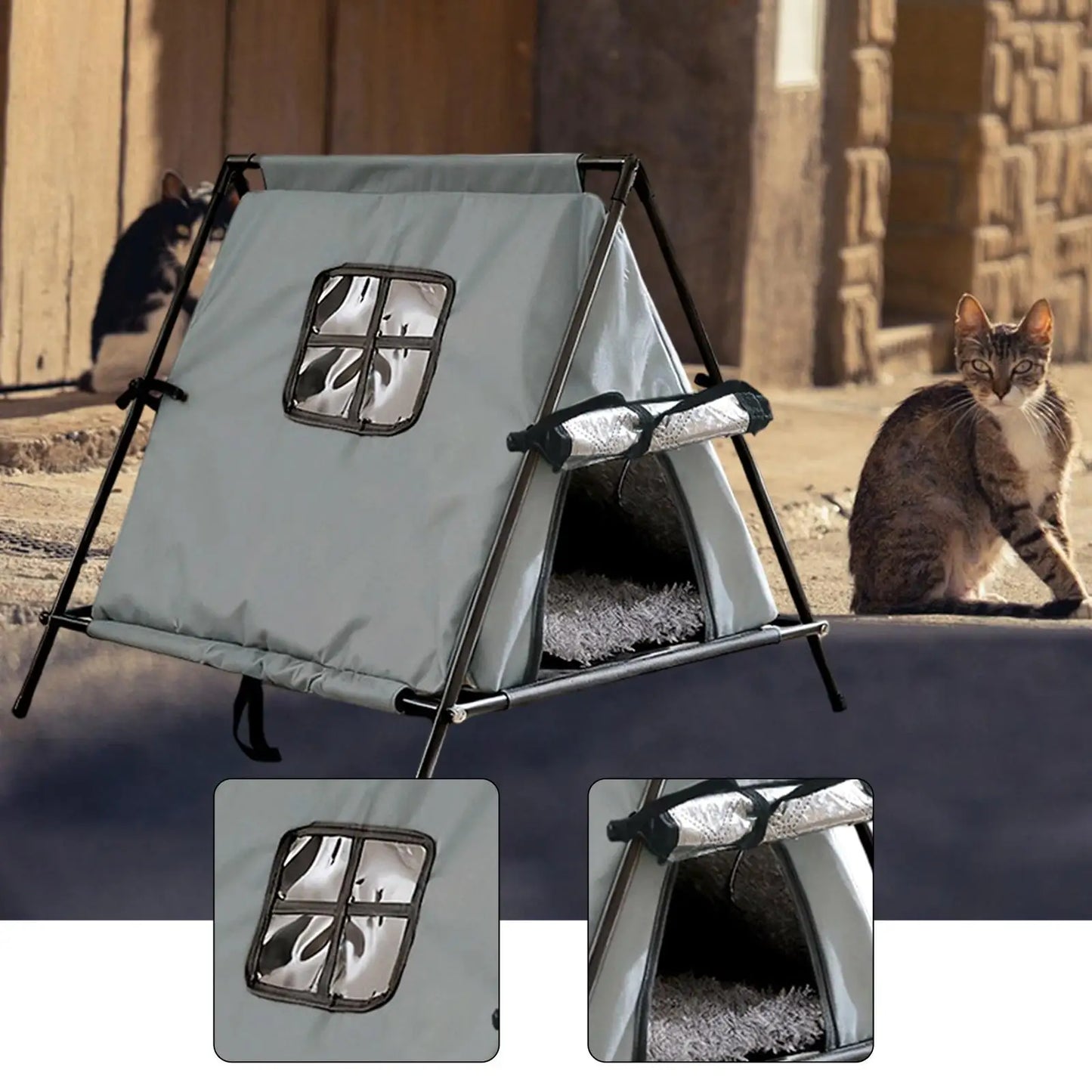 Enclosed Cat Tent Bed – Cozy Hideaway Kitten Cave for Indoor & Outdoor