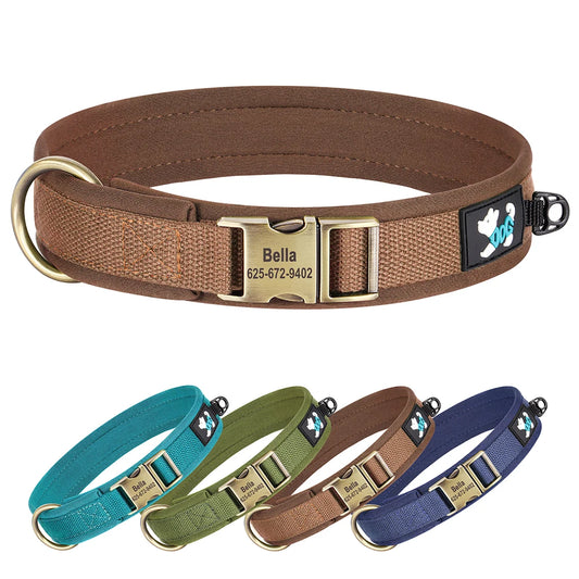 Custom Engraved Nylon Dog Collar – Adjustable Personalized Pet ID Collar