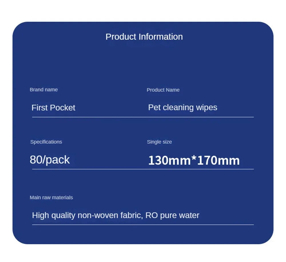 Pet Cleaning Wipes 80 Count – No-Rinse Deodorizing Grooming Wipes for Dogs and Cats