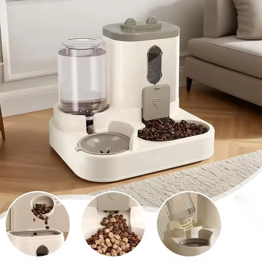 2-in-1 Automatic Pet Feeder and Water Dispenser – Dual Food & Drinking Station for Cats and Dogs