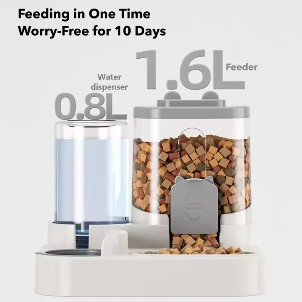 2-in-1 Automatic Pet Feeder and Water Dispenser – Dual Food & Drinking Station for Cats and Dogs