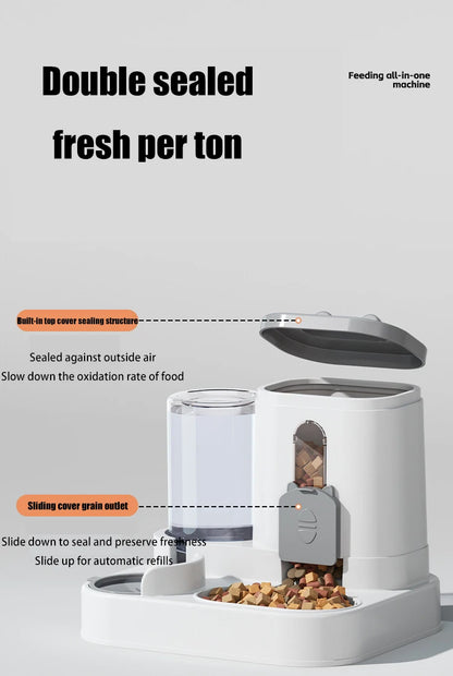 2-in-1 Automatic Pet Feeder and Water Dispenser – Dual Food & Drinking Station for Cats and Dogs