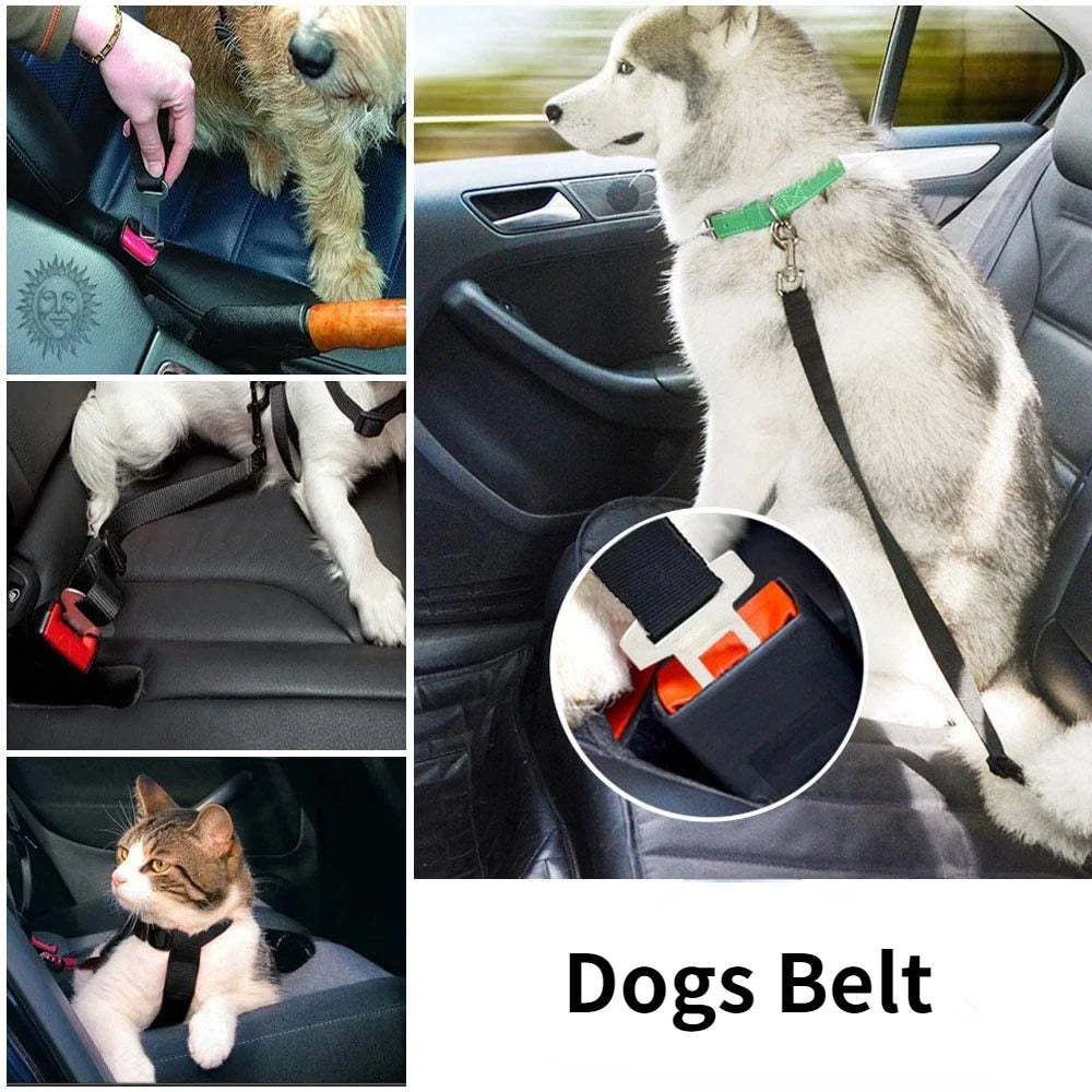 Adjustable Dog & Cat Car Seat Belt – Pet Safety Harness Clip for Travel