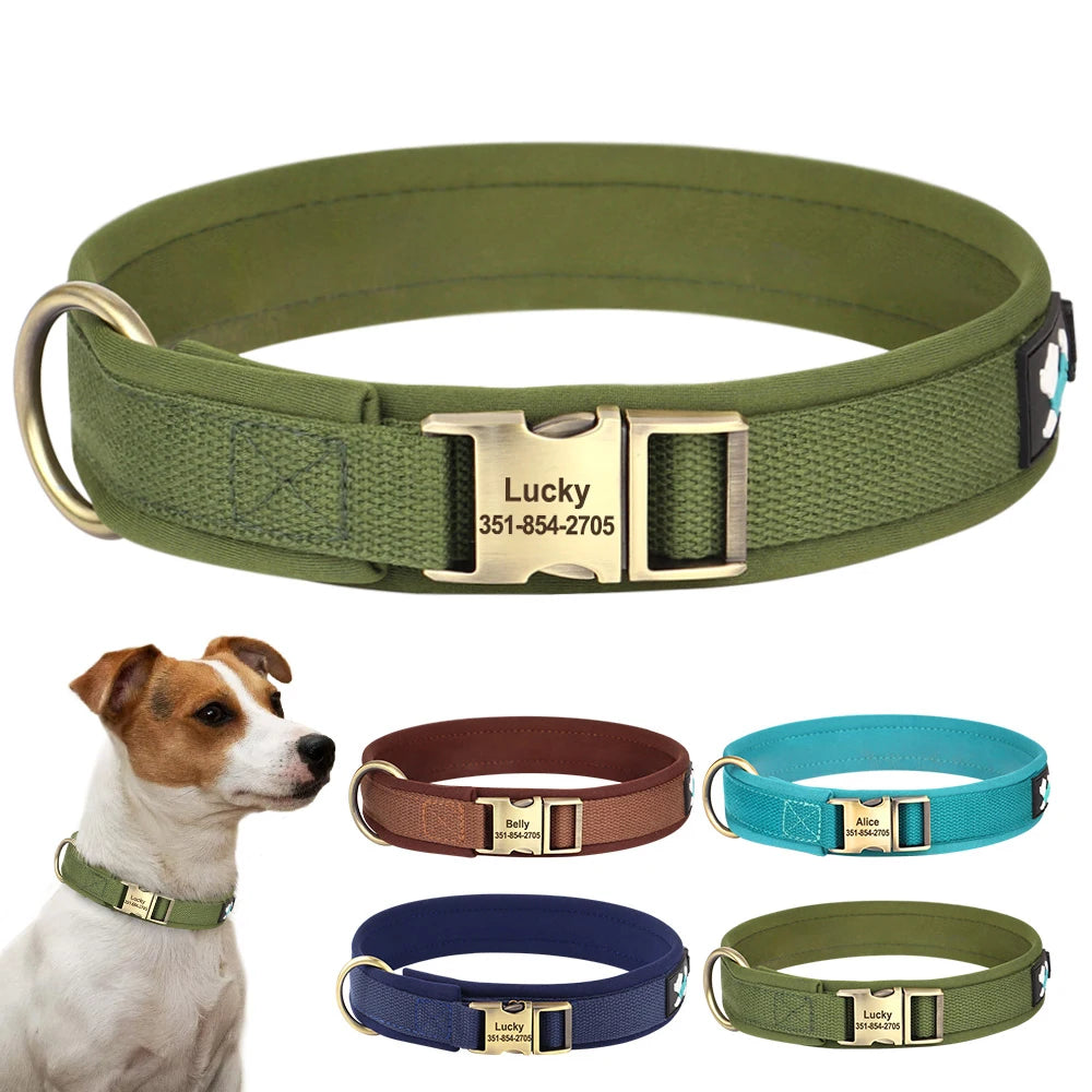 Custom Engraved Nylon Dog Collar – Adjustable Personalized Pet ID Collar
