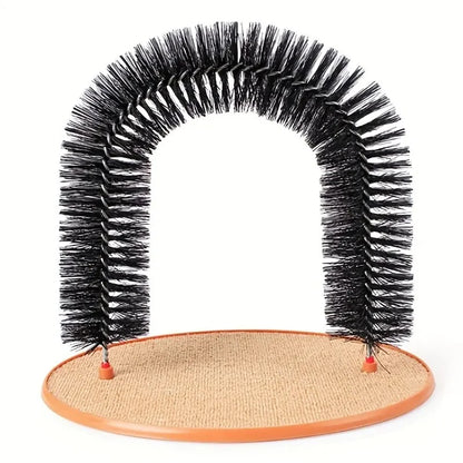 Self Grooming Cat Arch – Massage Brush & Scratching Pad Interactive Cat Toy