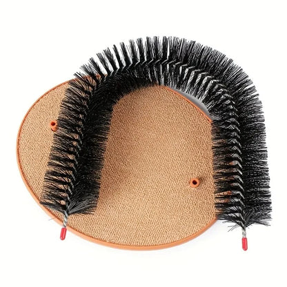 Self Grooming Cat Arch – Massage Brush & Scratching Pad Interactive Cat Toy