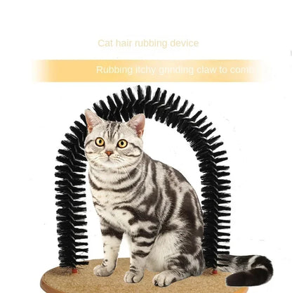 Self Grooming Cat Arch – Massage Brush & Scratching Pad Interactive Cat Toy