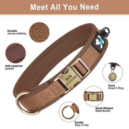 Custom Engraved Nylon Dog Collar – Adjustable Personalized Pet ID Collar