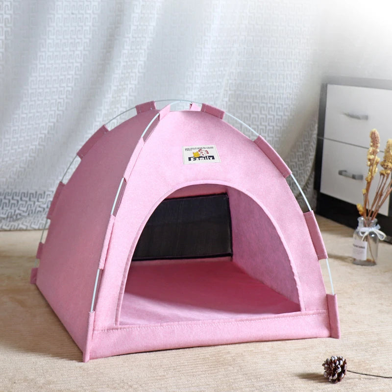 Portable Foldable Pet Tent – Breathable Cat & Dog House with Summer Cool Mat
