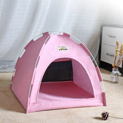 Portable Foldable Pet Tent – Breathable Cat & Dog House with Summer Cool Mat