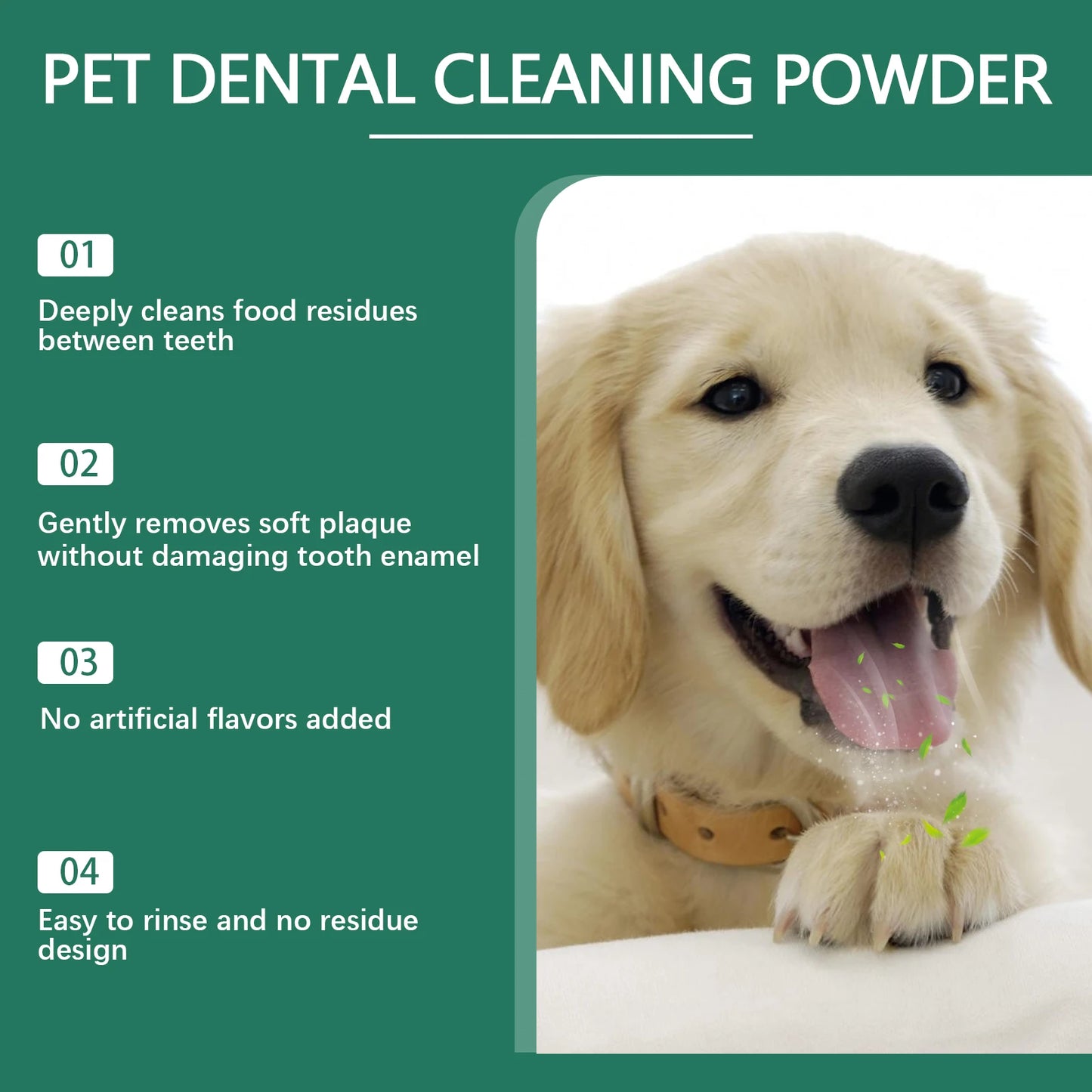 Dog Teeth Cleaning Powder 100g – Tartar & Plaque Removal Dental Care for Fresh Breath