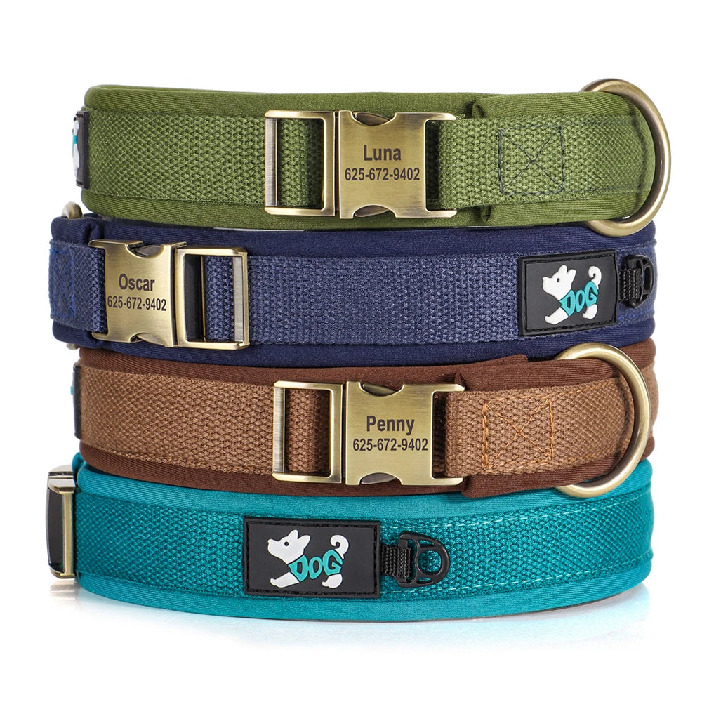 Custom Engraved Nylon Dog Collar – Adjustable Personalized Pet ID Collar