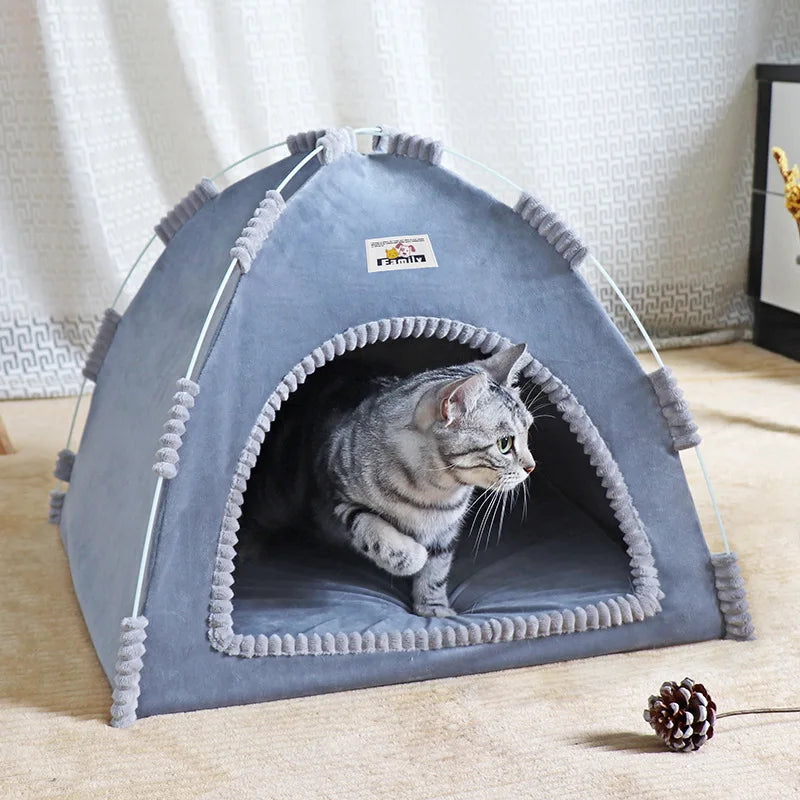 Portable Foldable Pet Tent – Breathable Cat & Dog House with Summer Cool Mat