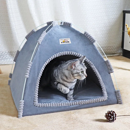 Portable Foldable Pet Tent – Breathable Cat & Dog House with Summer Cool Mat