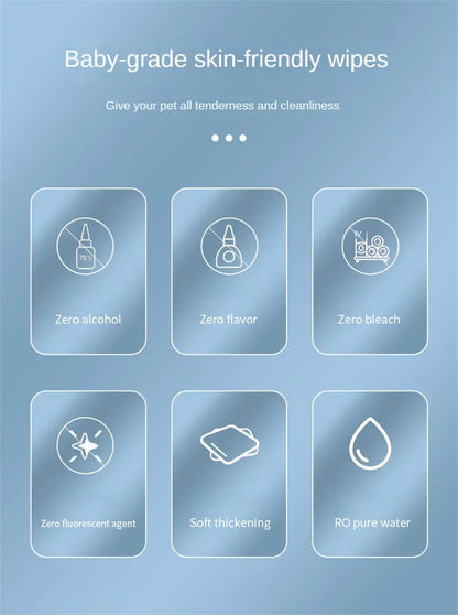 Pet Cleaning Wipes 80 Count – No-Rinse Deodorizing Grooming Wipes for Dogs and Cats