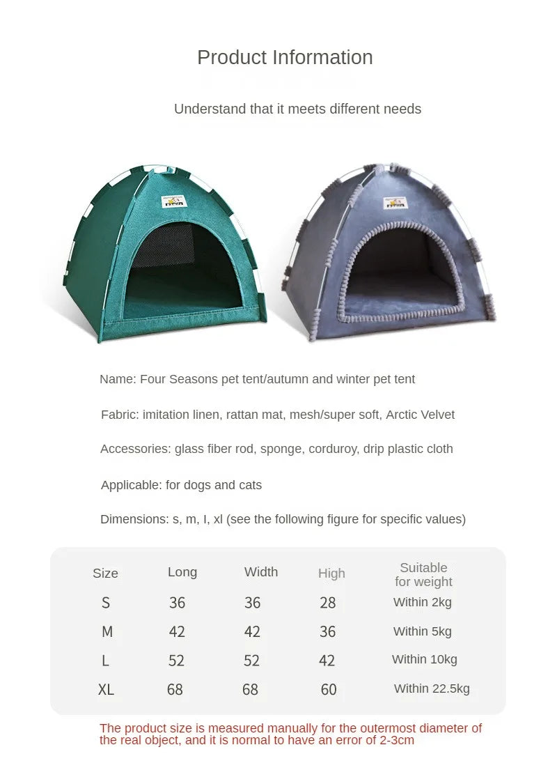 Portable Foldable Pet Tent – Breathable Cat & Dog House with Summer Cool Mat