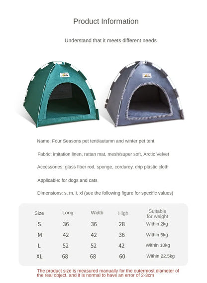 Portable Foldable Pet Tent – Breathable Cat & Dog House with Summer Cool Mat
