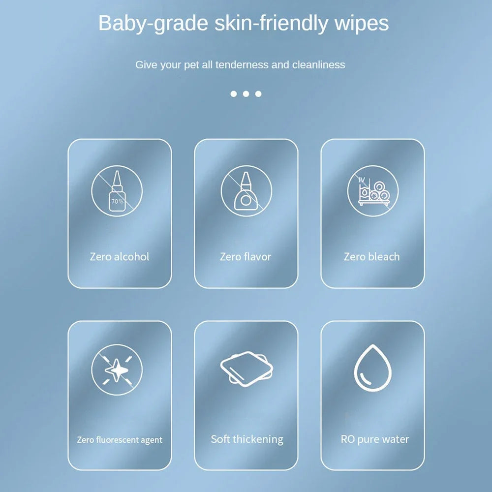 Pet Cleaning Wipes 80 Count – No-Rinse Deodorizing Grooming Wipes for Dogs and Cats