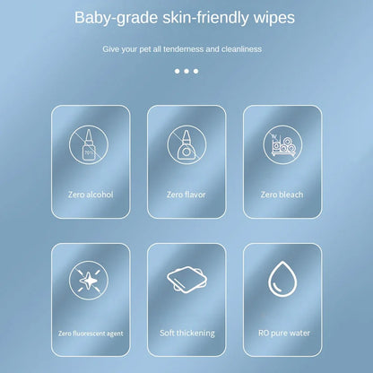 Pet Cleaning Wipes 80 Count – No-Rinse Deodorizing Grooming Wipes for Dogs and Cats