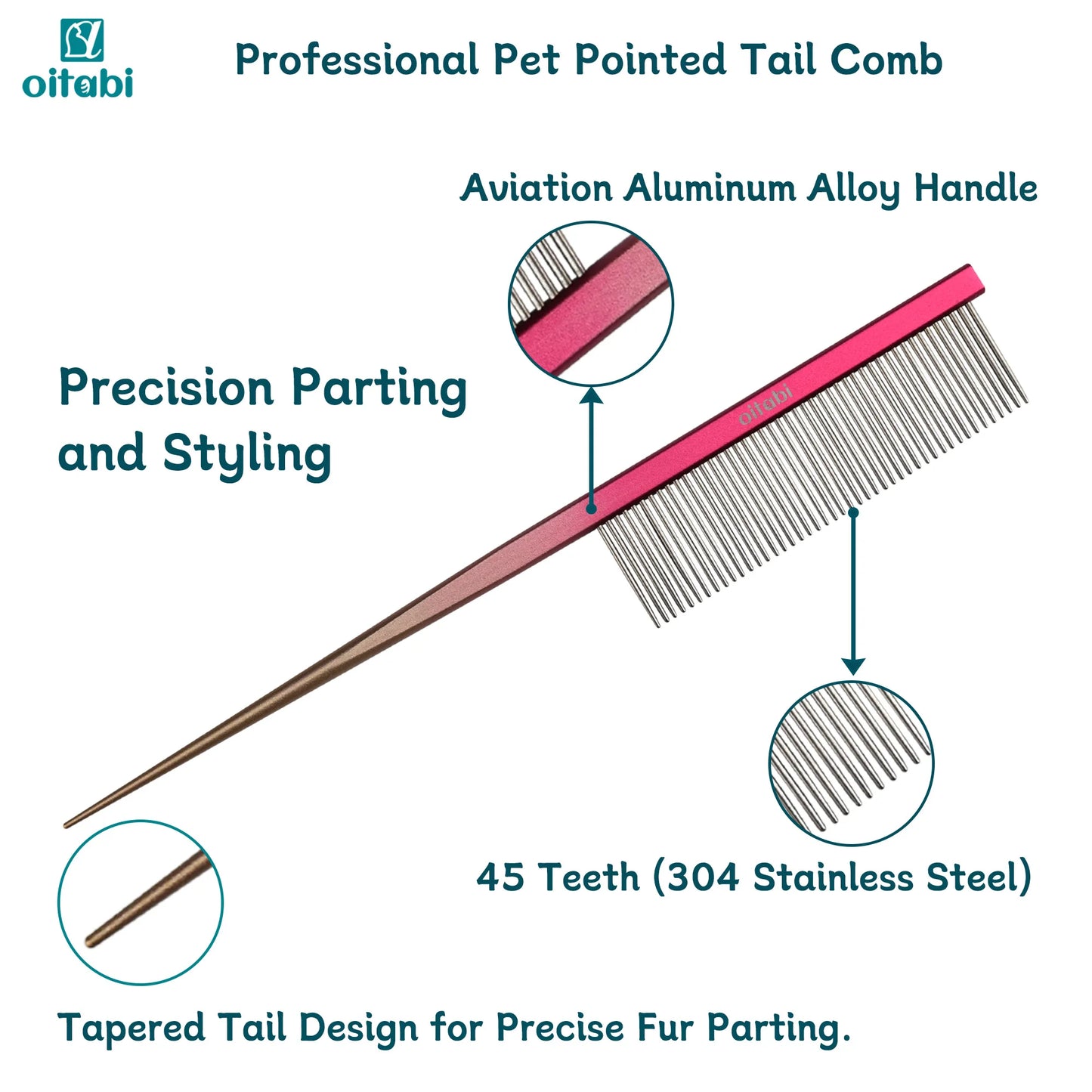 Deluxe Pointed Tail Pet Grooming Comb – Styling & Finishing Comb for Dogs & Cats