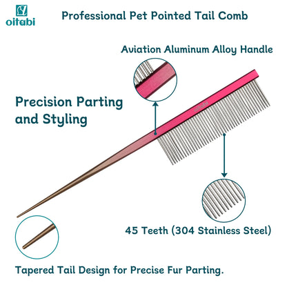 Deluxe Pointed Tail Pet Grooming Comb – Styling & Finishing Comb for Dogs & Cats