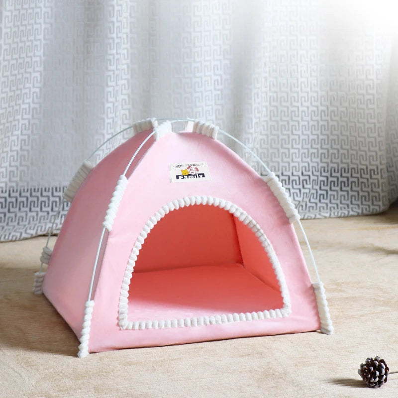Portable Foldable Pet Tent – Breathable Cat & Dog House with Summer Cool Mat