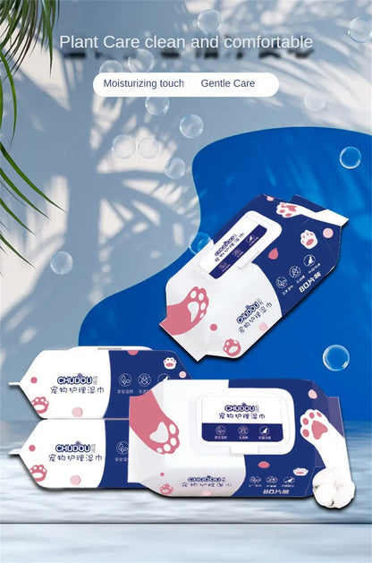 Pet Cleaning Wipes 80 Count – No-Rinse Deodorizing Grooming Wipes for Dogs and Cats