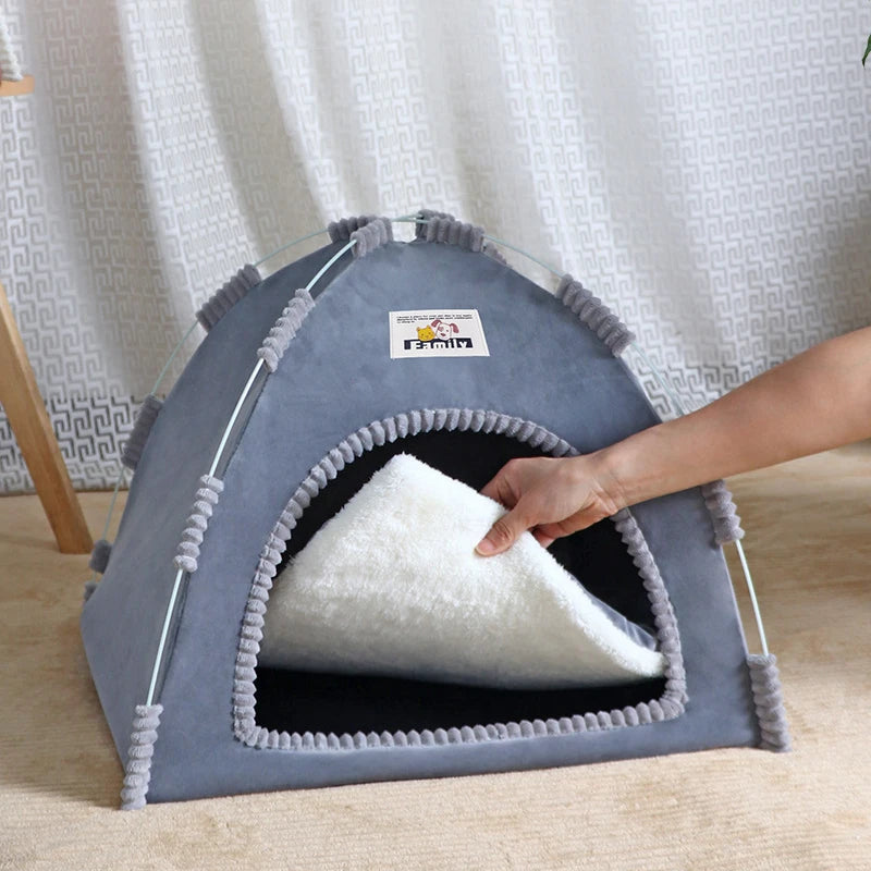 Portable Foldable Pet Tent – Breathable Cat & Dog House with Summer Cool Mat