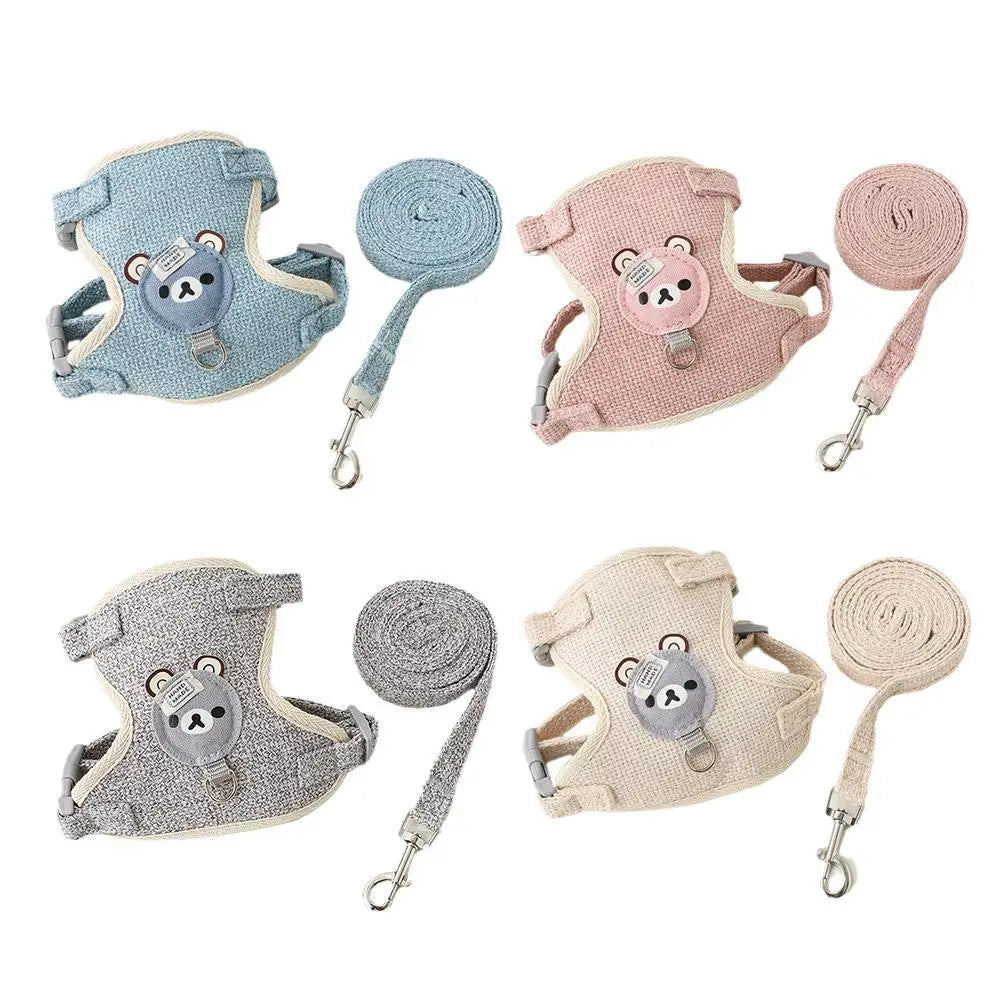 Cute Small Pet Vest Harness with Leash – Walking Harness for Dogs, Cats & Bunnies