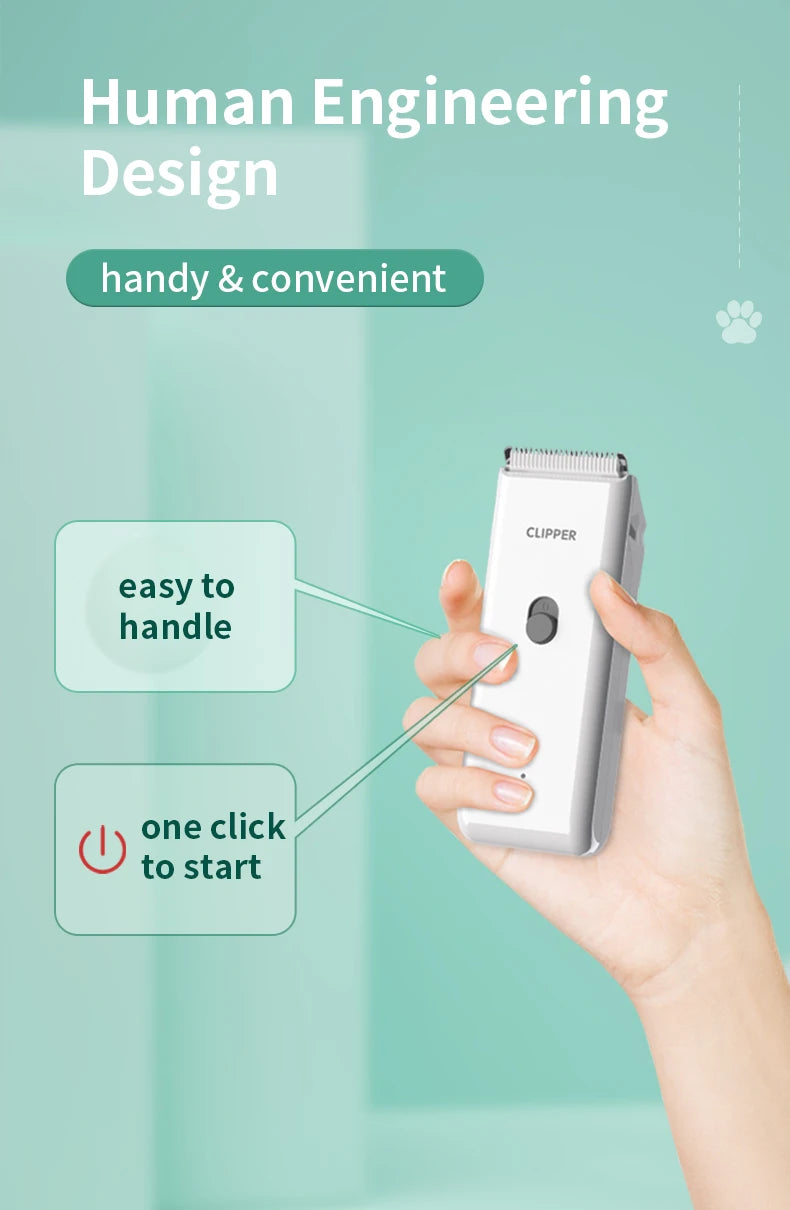 Rechargeable Waterproof Dog Hair Trimmer – USB Pet Grooming Clipper with Ceramic Blade