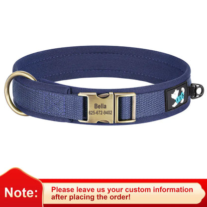 Custom Engraved Nylon Dog Collar – Adjustable Personalized Pet ID Collar