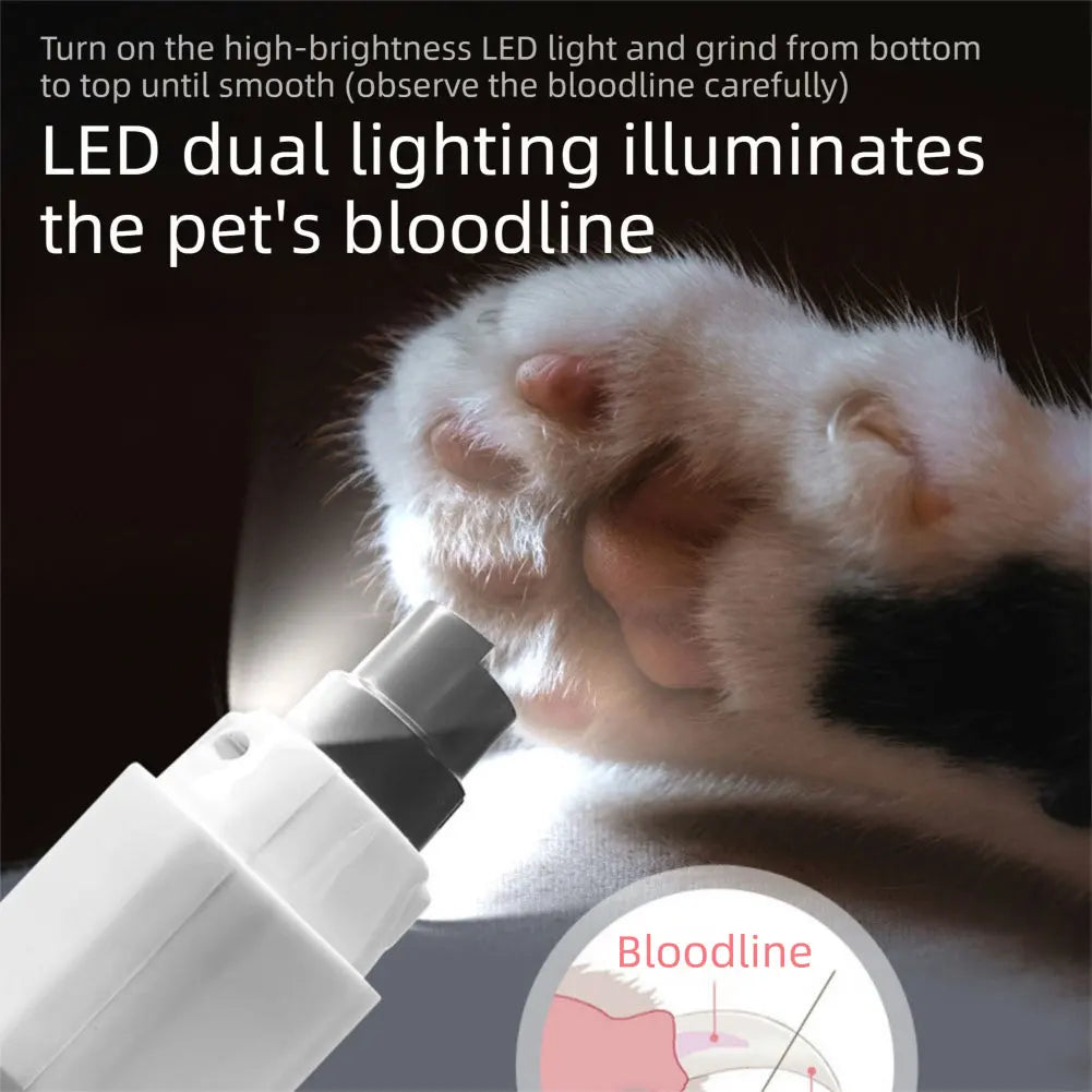 5-Speed LED Dog Nail Grinder – Quiet Electric Pet Nail Trimmer