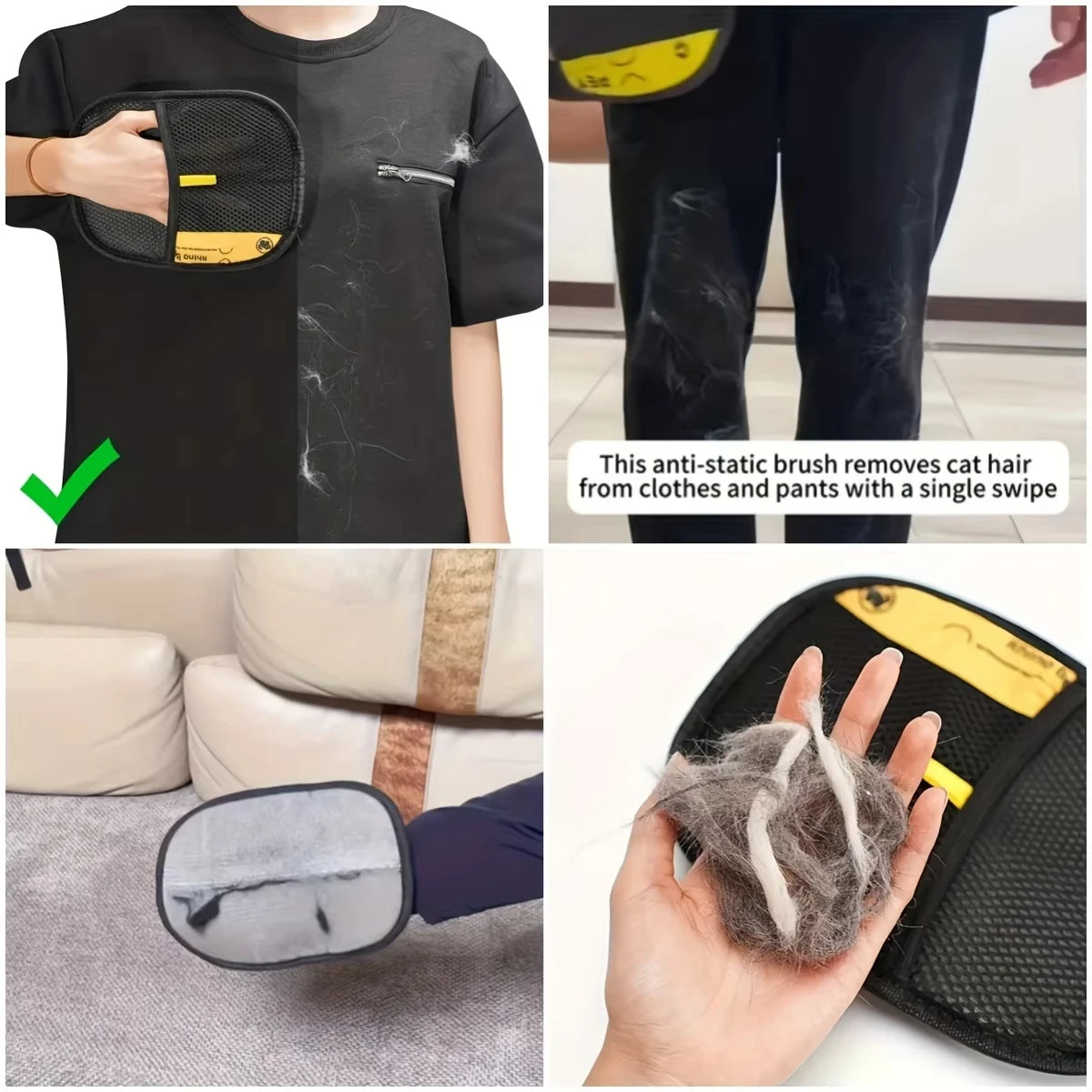 Double-Sided Electrostatic Pet Grooming Gloves – Hair Removal & Deshedding Tool