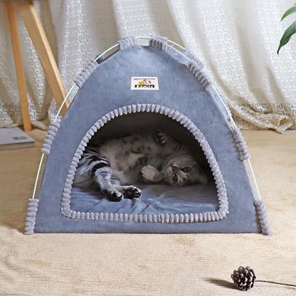 Portable Foldable Pet Tent – Breathable Cat & Dog House with Summer Cool Mat