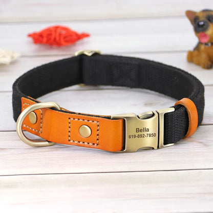 Custom Nylon Dog Collar & Leash Set – Personalized Pet Collar with ID Nameplate