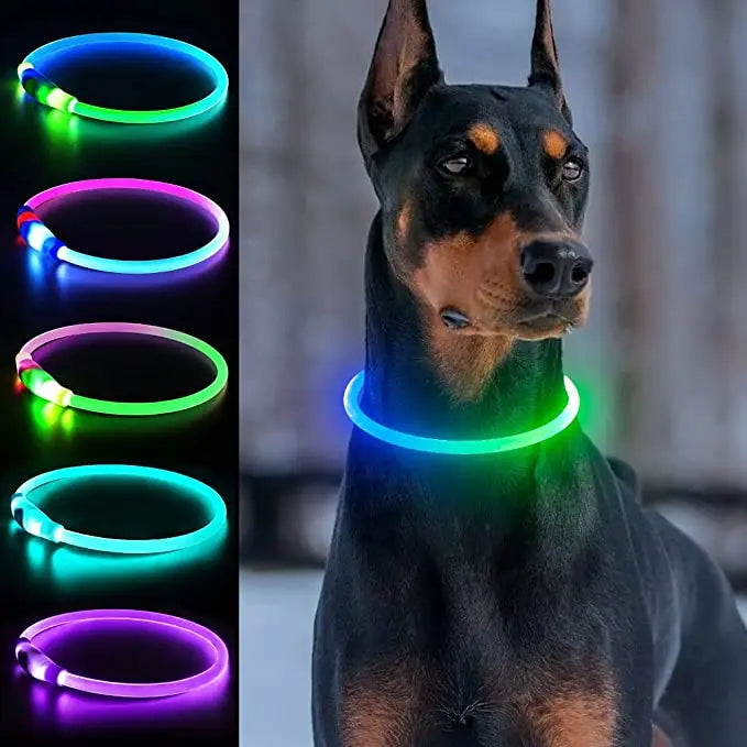 New Led Luminous Dog Collar PVC Waterproof , For Large Medium Small Dogs Collar Usb Light Night Safety Pet Glowing Accessories
