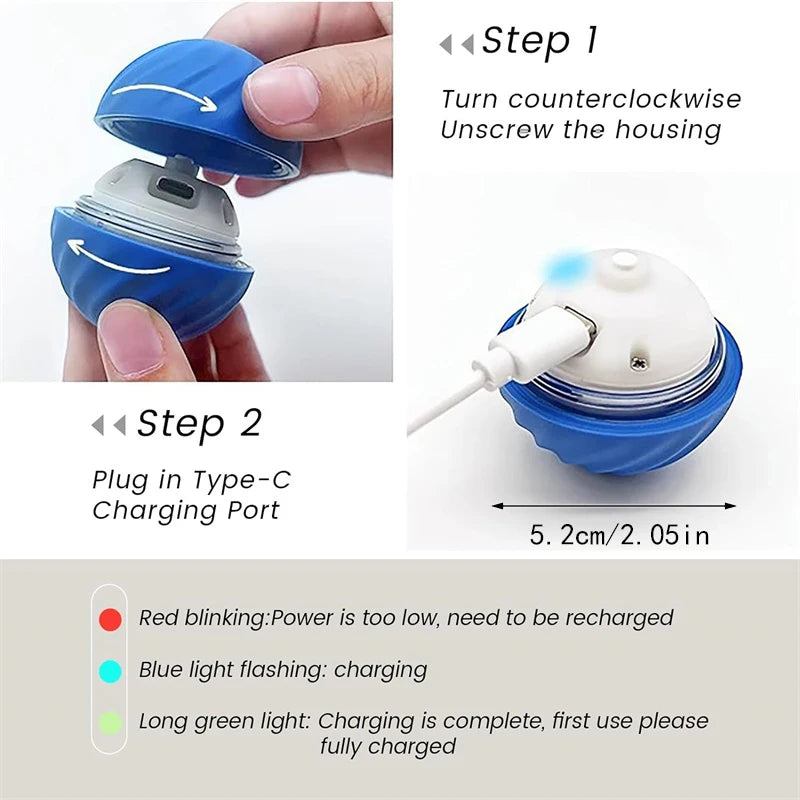 USB Rechargeable Smart Pet Toy Ball – Automatic Moving Interactive Dog & Cat Toy