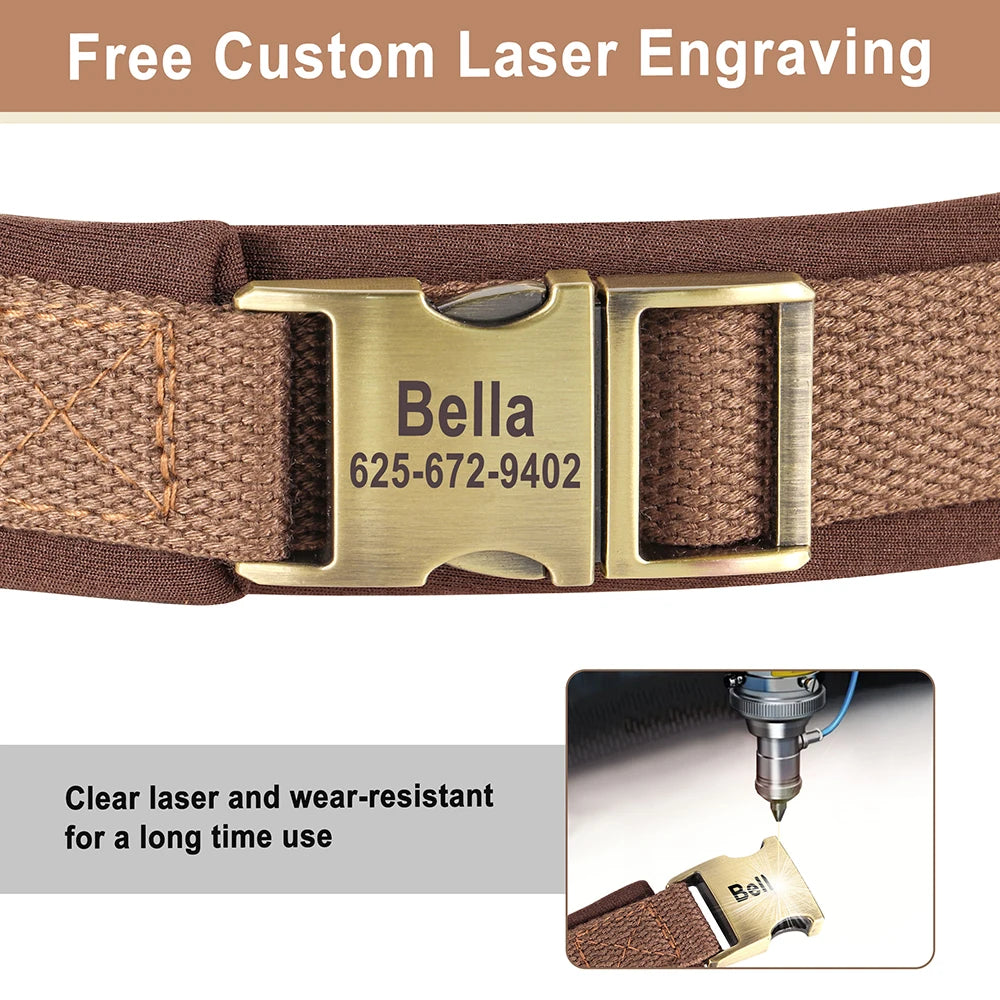 Custom Engraved Nylon Dog Collar – Adjustable Personalized Pet ID Collar