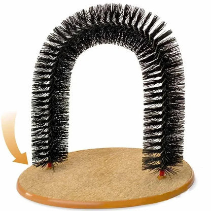 Self Grooming Cat Arch – Massage Brush & Scratching Pad Interactive Cat Toy