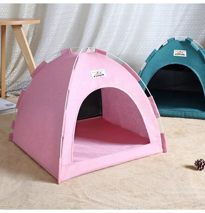 Portable Foldable Pet Tent – Breathable Cat & Dog House with Summer Cool Mat