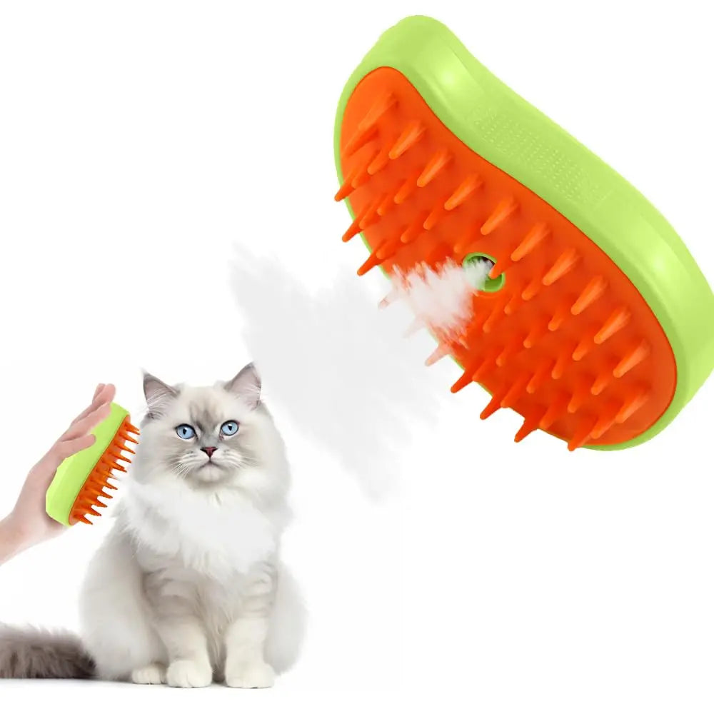 Steam Spray Pet Grooming Brush – Electric 3-in-1 Dog & Cat Deshedding Massage Comb