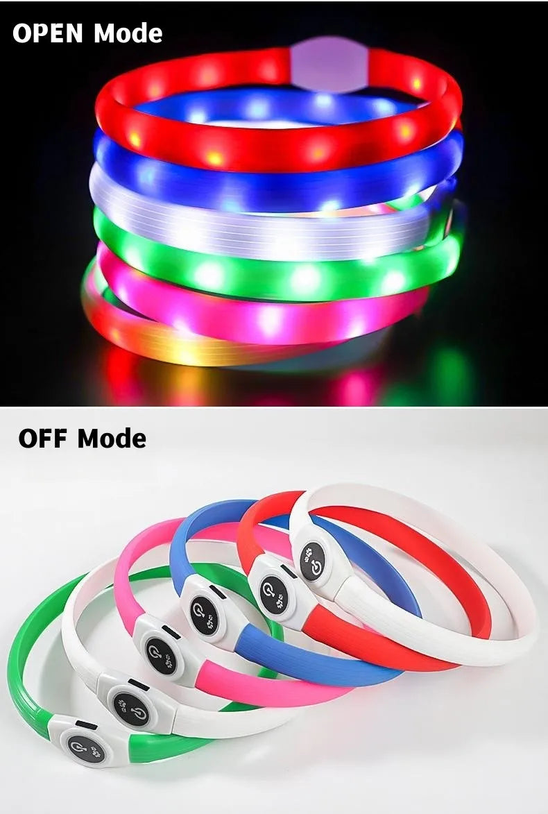 New Led Luminous Dog Collar PVC Waterproof , For Large Medium Small Dogs Collar Usb Light Night Safety Pet Glowing Accessories