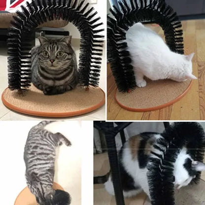 Self Grooming Cat Arch – Massage Brush & Scratching Pad Interactive Cat Toy