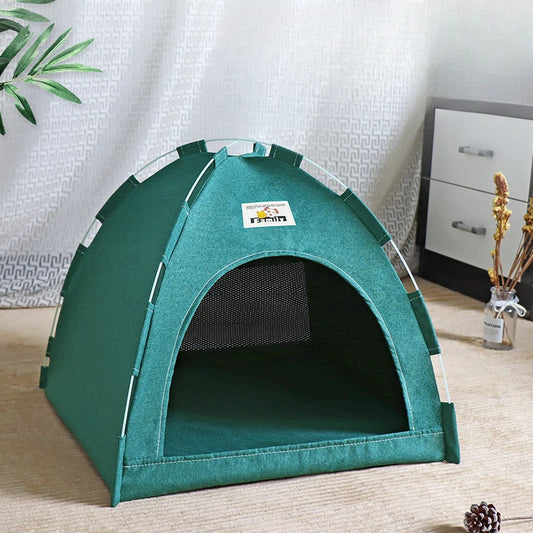Portable Foldable Pet Tent – Breathable Cat & Dog House with Summer Cool Mat