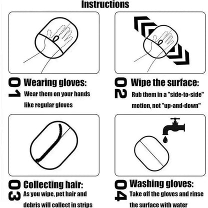 Double-Sided Pet Hair Remover Gloves – Reusable Static Fur Cleaning Tool