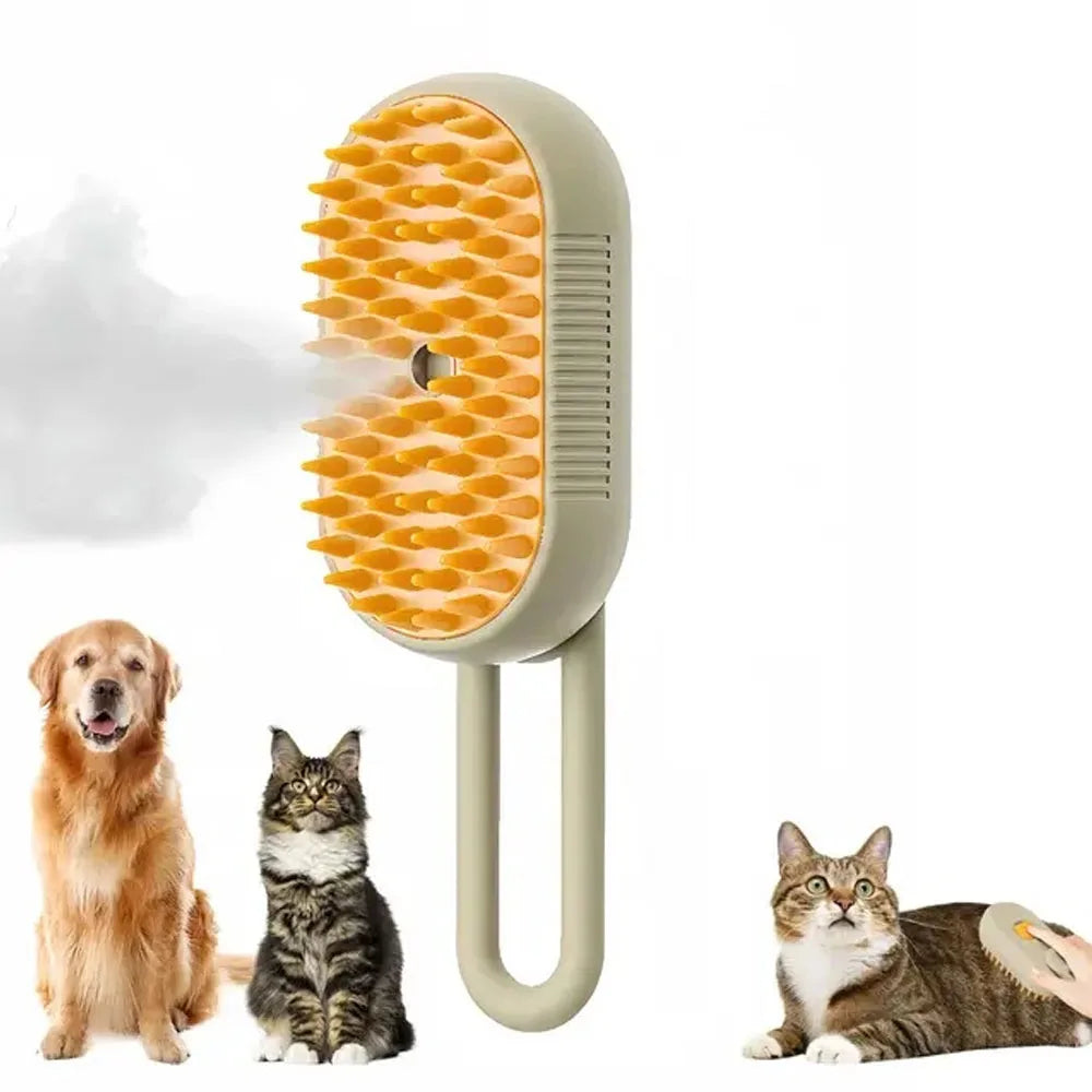 Steam Spray Pet Grooming Brush – Electric 3-in-1 Dog & Cat Deshedding Massage Comb