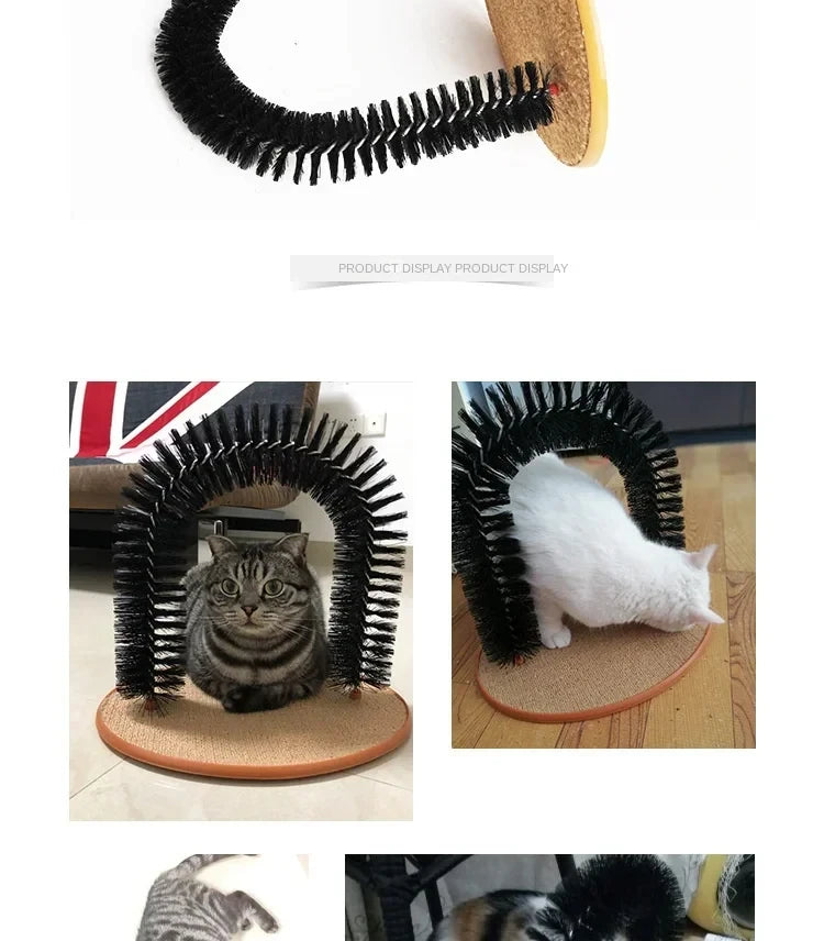 Self Grooming Cat Arch – Massage Brush & Scratching Pad Interactive Cat Toy